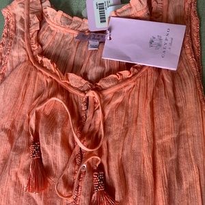 NWT Calypso St. Barth Tassel Sleeveless Coral Top